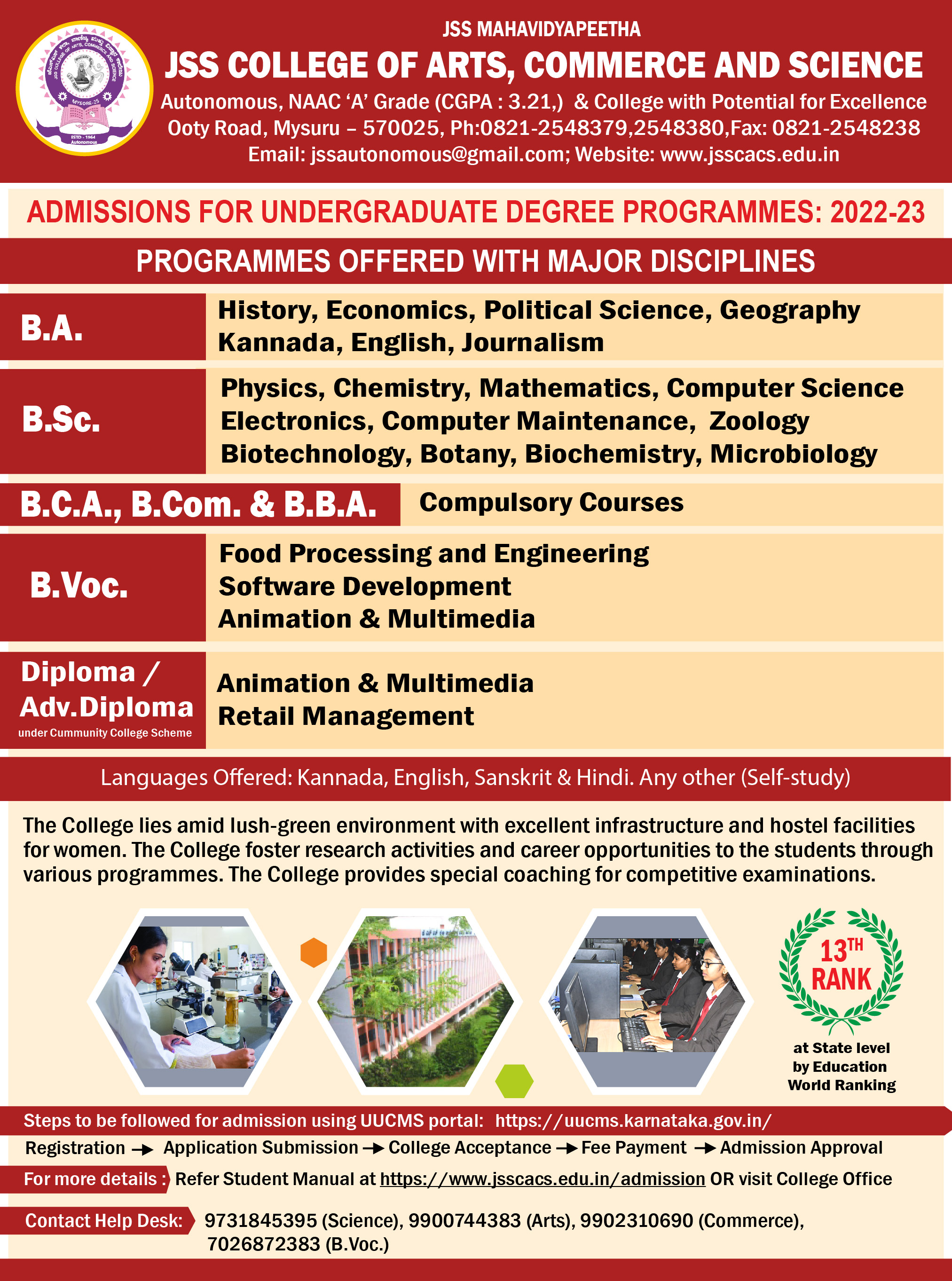 Admission UG | JSS College of Arts, Commerce and Science Admission UG | JSS College of Arts, Commerce and Science